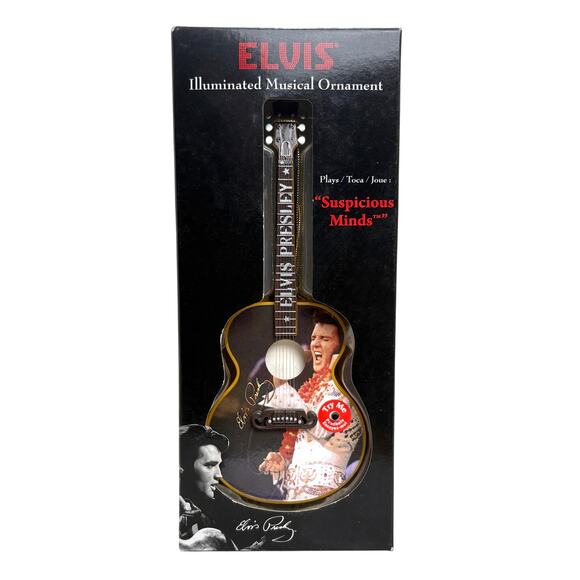 Elvis Guitar Illuminated Musical Ornament Song Suspicious Minds - Picture 1 of 2